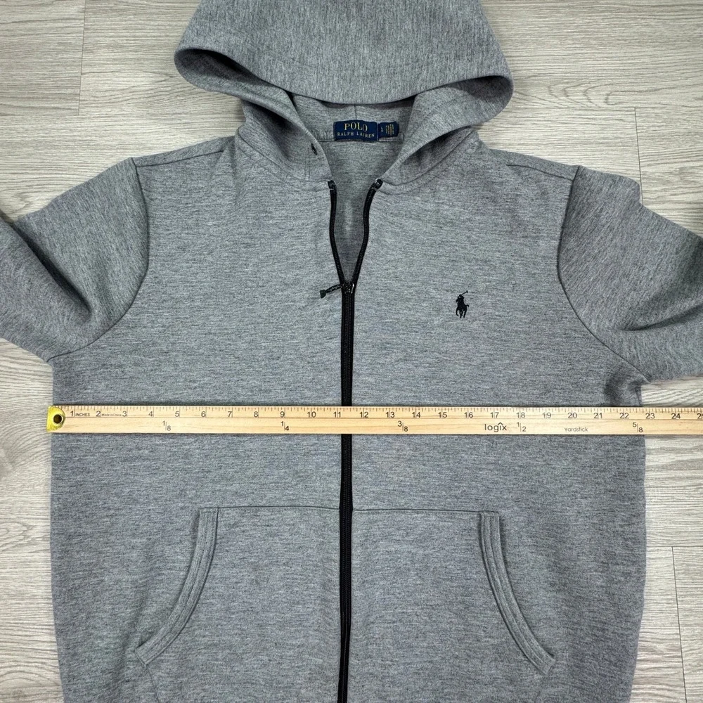 Polo Ralph Lauren Mens Hoodie Full Zip Gray Large Embroidered Pony Logo